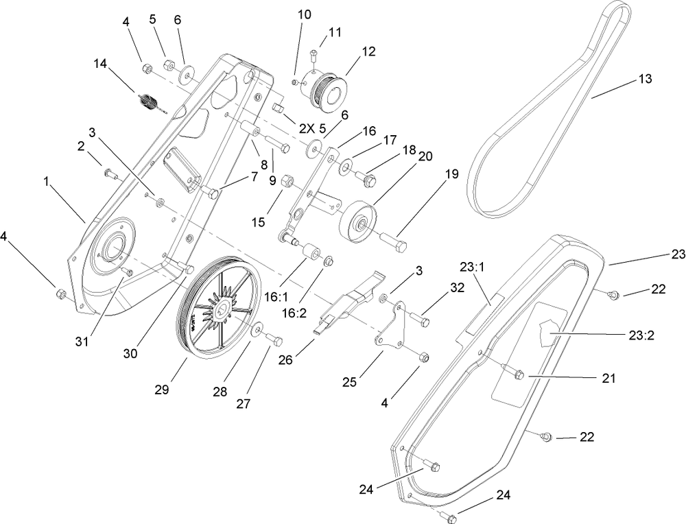 Impeller Drive Assembly Diagram and Parts List for 33005 270000001 - 270999999 Lawn Boy Snow Blower